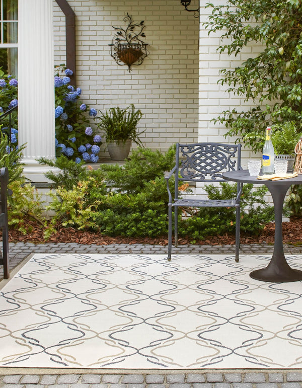 Seaside Lattice Collection Area Rug -  Hastings Square Ivory  lifestyle 60