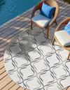 Seaside Lattice Collection Area Rug -  Hastings Round Ivory  lifestyle 86