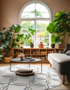 Seaside Lattice Collection Area Rug -  Hastings Round Ivory  lifestyle 94