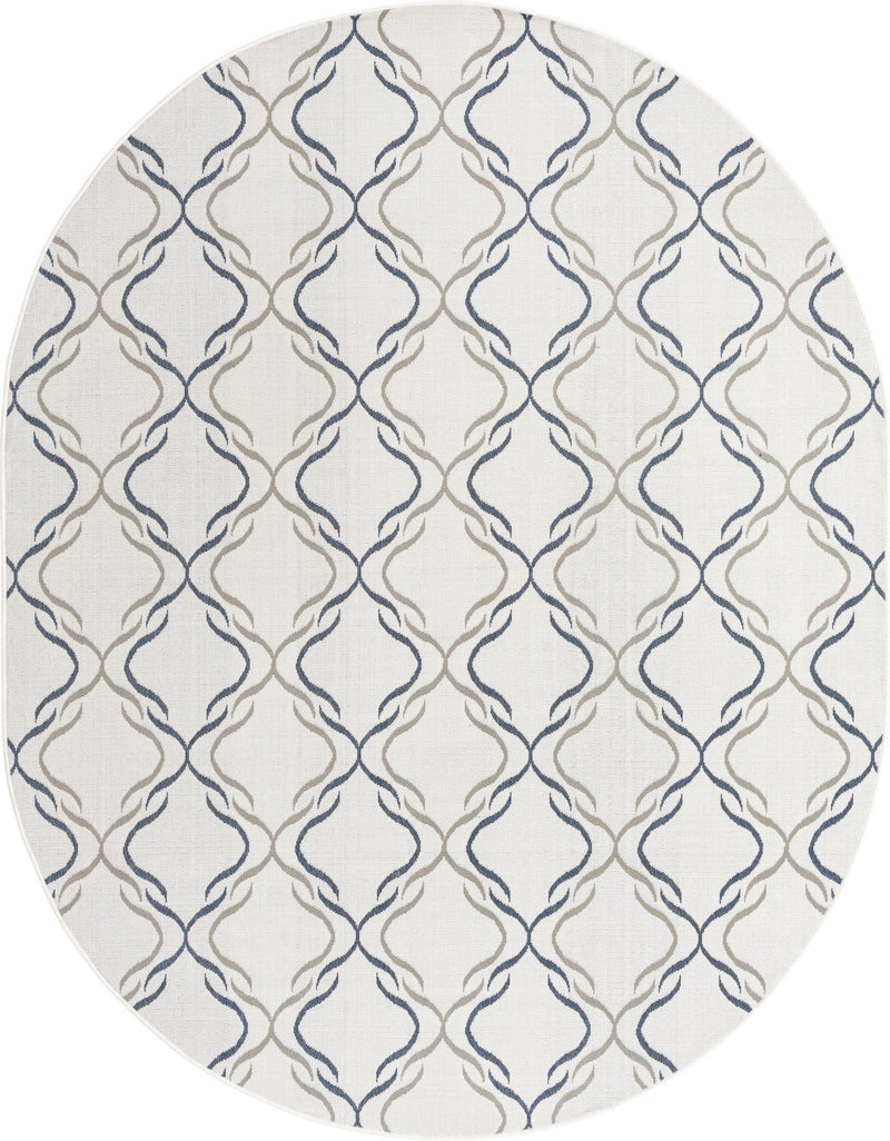 Seaside Lattice Collection Area Rug -  Hastings Oval Ivory  lifestyle 46