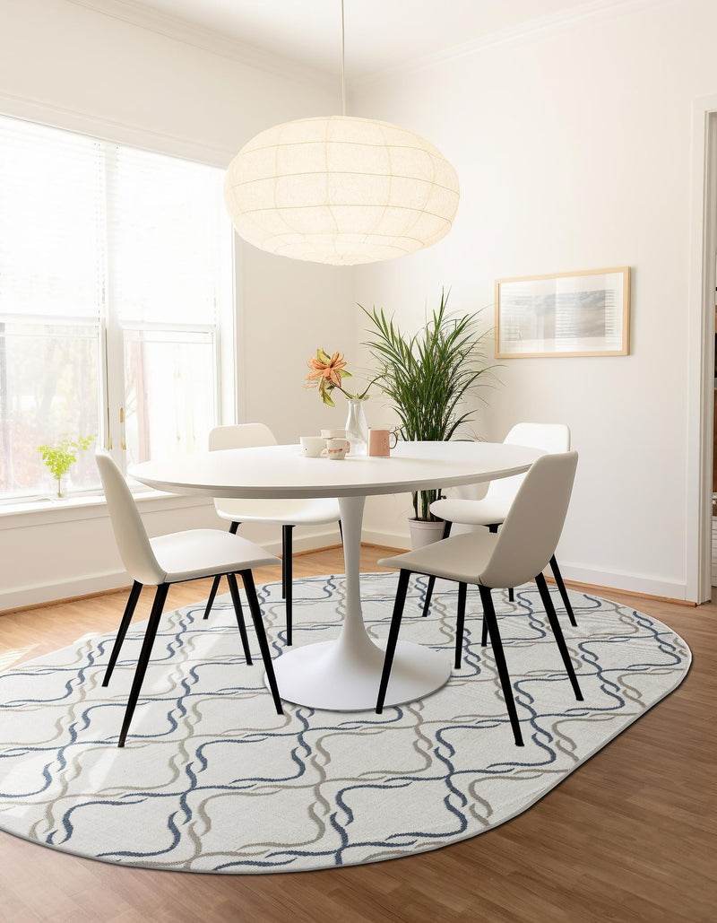 Seaside Lattice Collection Area Rug -  Hastings Oval Ivory  lifestyle 62