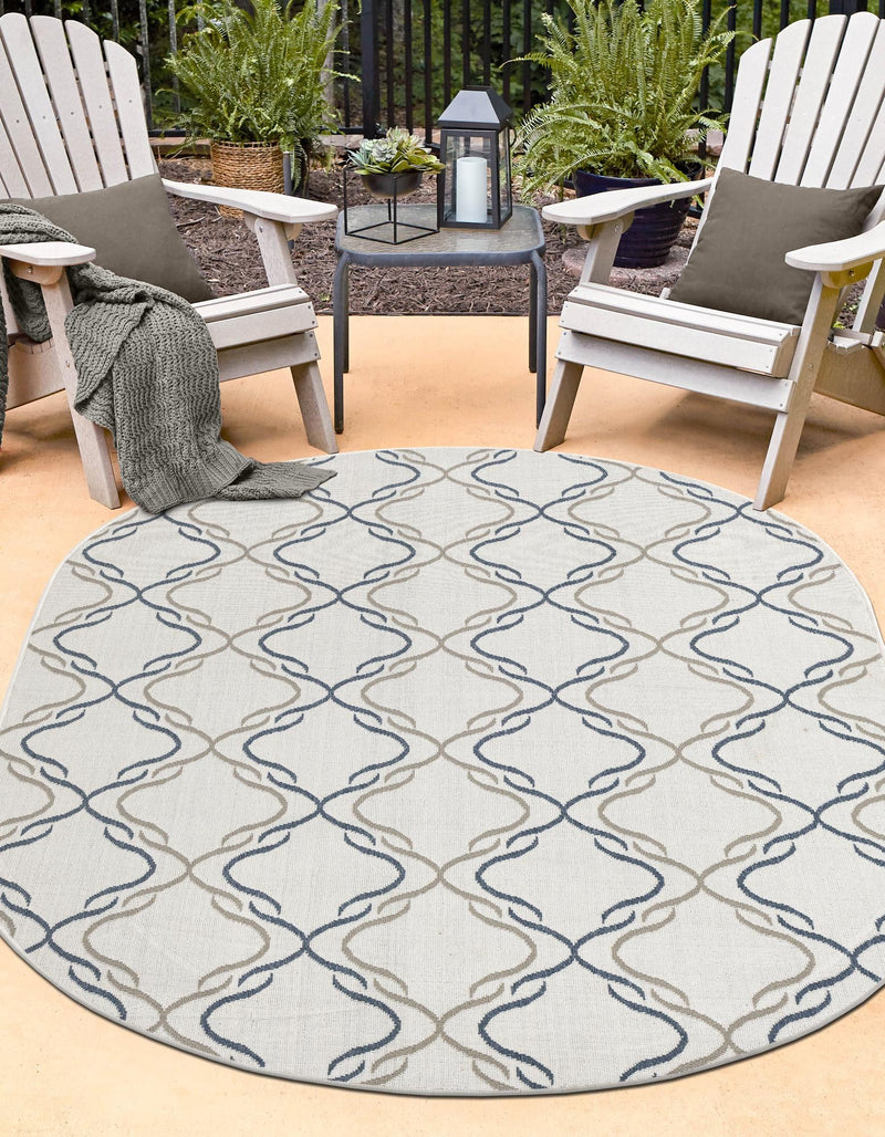 Seaside Lattice Collection Area Rug -  Hastings Oval Ivory  lifestyle 71