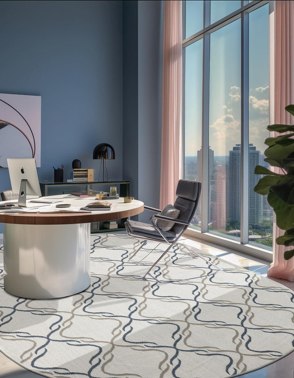 Seaside Lattice Collection Area Rug -  Hastings Oval Ivory  lifestyle 79