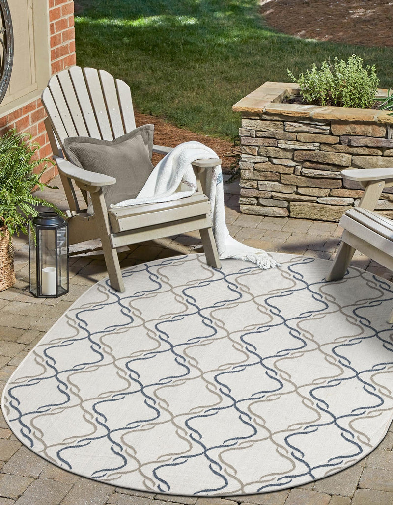 Seaside Lattice Collection Area Rug -  Hastings Oval Ivory  lifestyle 87