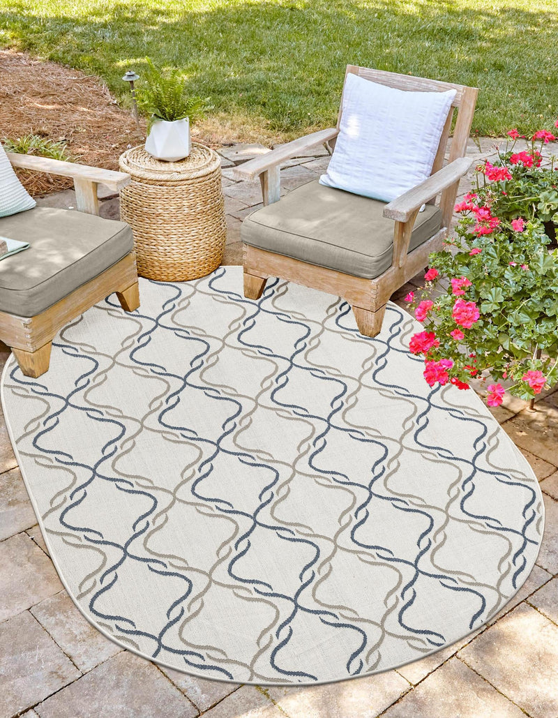 Seaside Lattice Collection Area Rug -  Hastings Oval Ivory  lifestyle 103