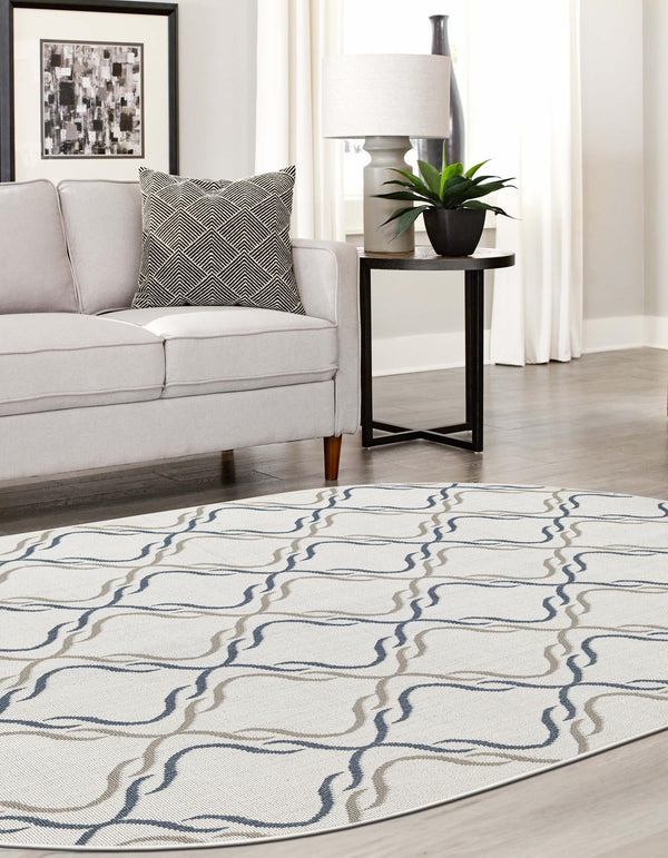 Seaside Lattice Collection Area Rug -  Hastings Oval Ivory  lifestyle 127