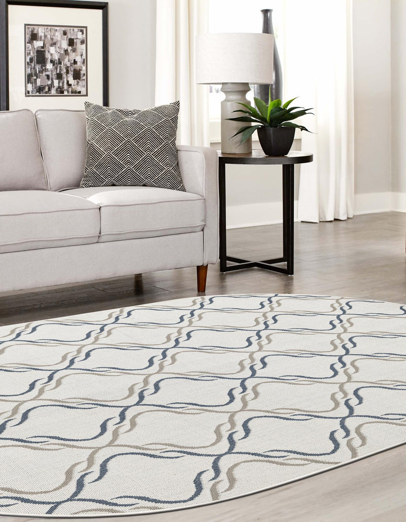 Seaside Lattice Collection Area Rug -  Hastings Oval Ivory  lifestyle 127