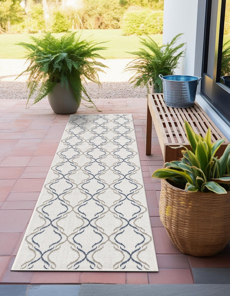 Seaside Lattice Collection Area Rug -  Hastings Runner Ivory  lifestyle 104
