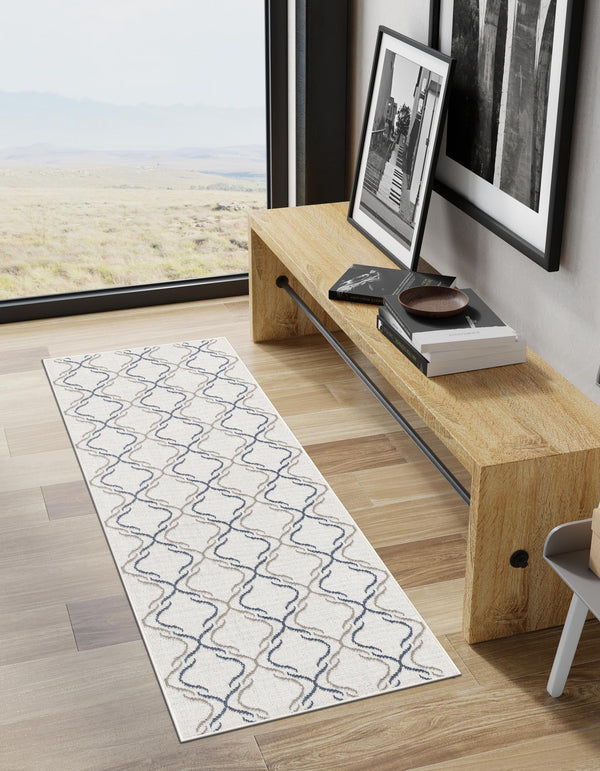 Seaside Lattice Collection Area Rug -  Hastings Runner Ivory  lifestyle 112