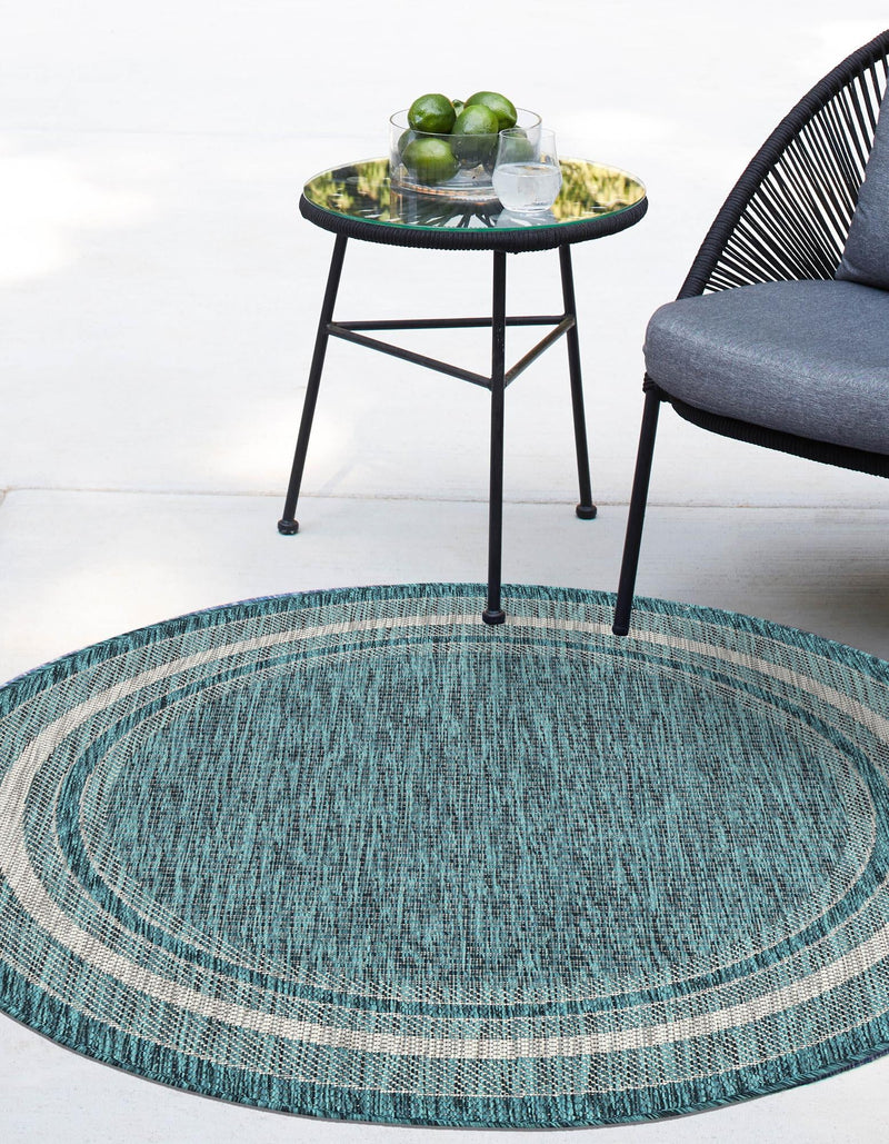 Patio Perimeter Collection Area Rug - Veranda (Teal) Round Teal  lifestyle 37