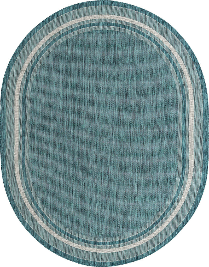 Patio Perimeter Collection Area Rug - Veranda (Teal) Oval Teal Main