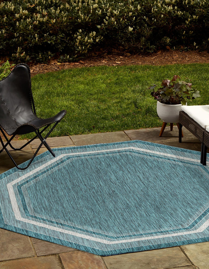 Patio Perimeter Collection Area Rug - Veranda (Teal) Octagon Teal  lifestyle 0