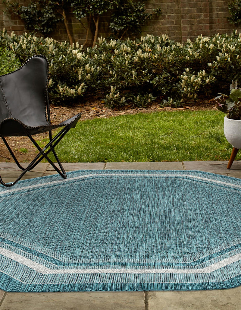 Patio Perimeter Collection Area Rug - Veranda (Teal) Octagon Teal  lifestyle 2