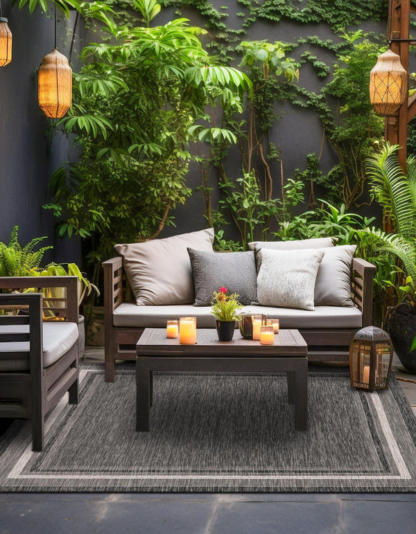 Patio Perimeter Collection Area Rug - Veranda (Black) Square Black  lifestyle 42