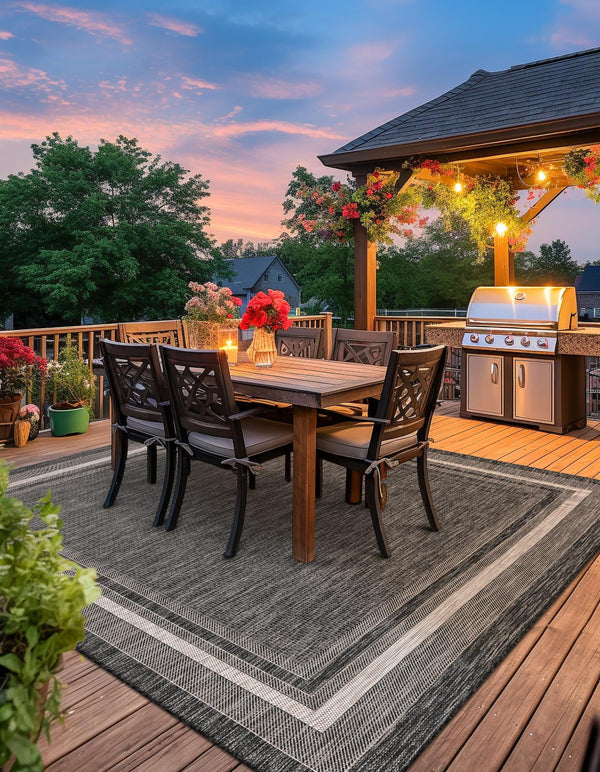 Patio Perimeter Collection Area Rug - Veranda (Black) Square Black  lifestyle 44