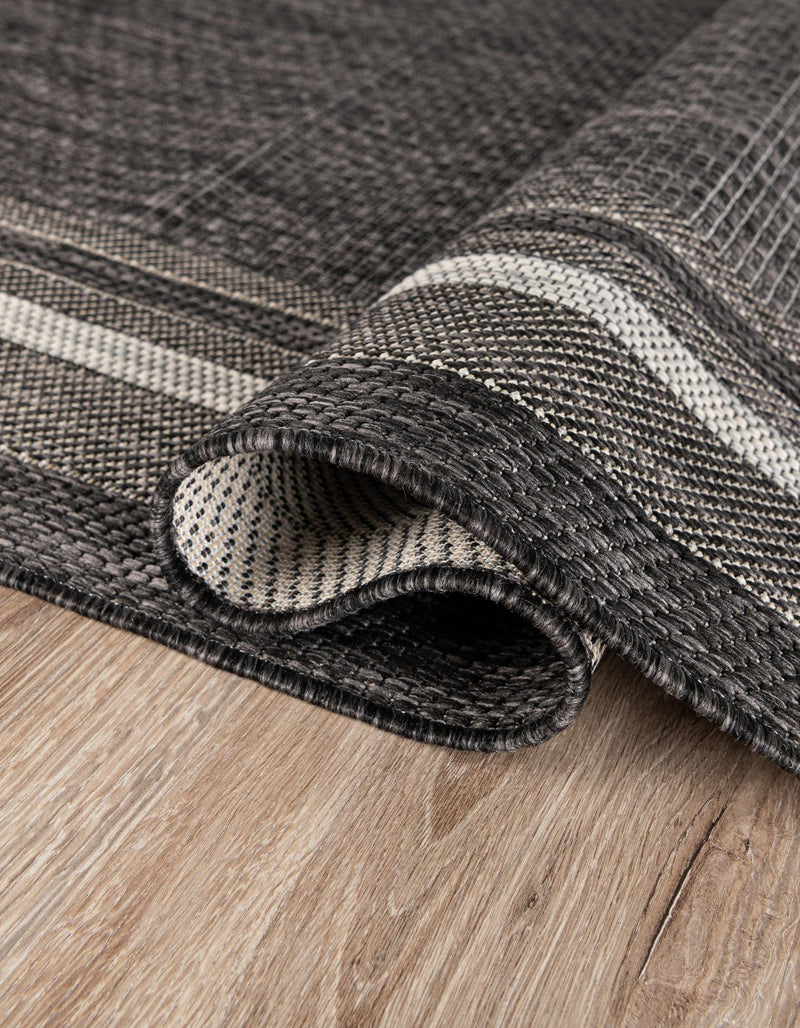 Terrace Fringe Collection Area Rug - Veranda (Black) Octagon Black  lifestyle 35