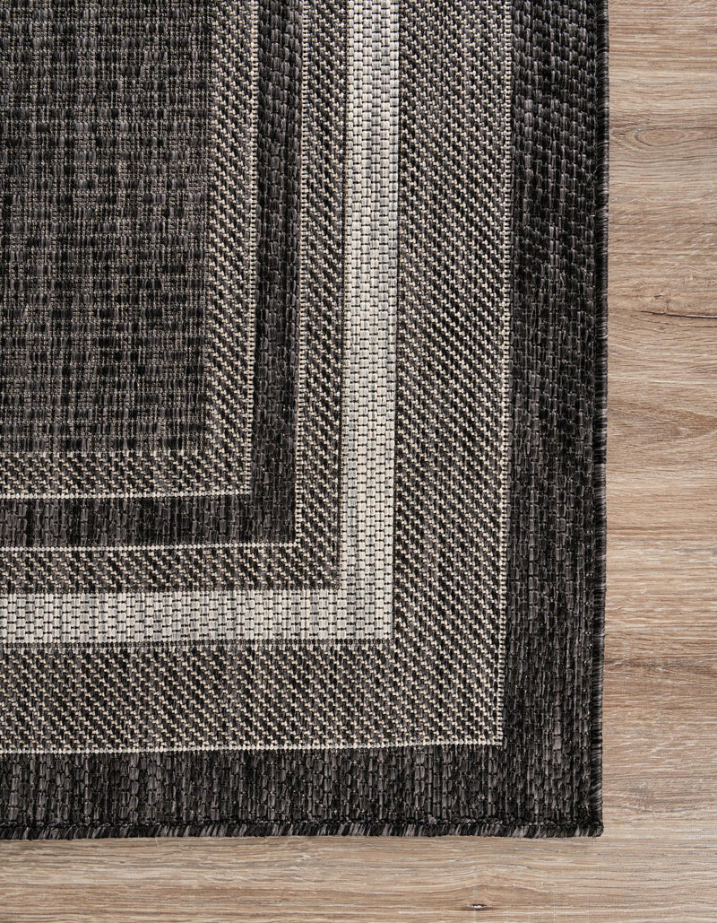 Terrace Fringe Collection Area Rug - Veranda (Black) Octagon Black  lifestyle 37
