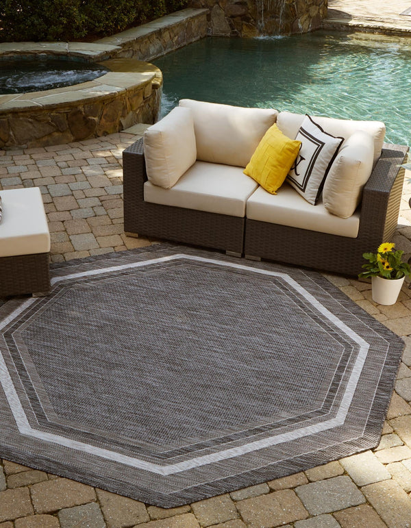 Patio Perimeter Collection Area Rug - Veranda (Black) Octagon Black  lifestyle 0