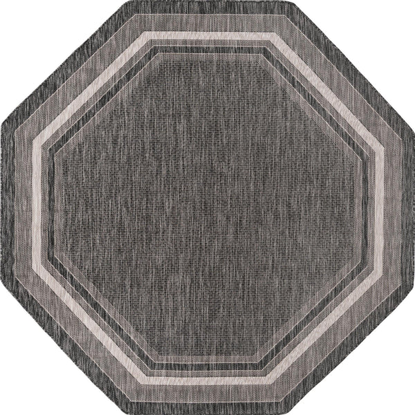 Patio Perimeter Collection Area Rug - Veranda (Black) Octagon Black Main