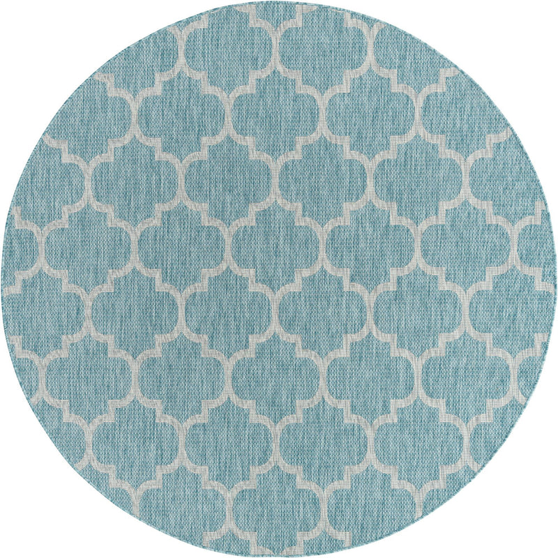 Garden Lattice Oasis Collection Area Rug - Arbor (Aquamarine) Round Aquamarine Main