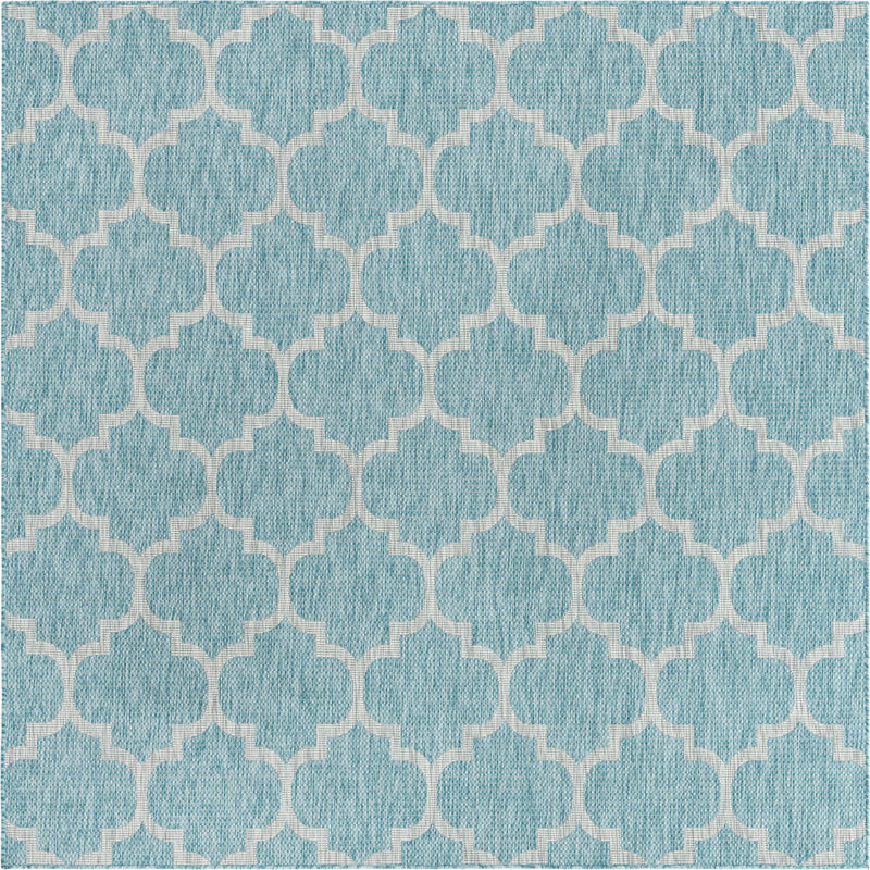Garden Lattice Oasis Collection Area Rug - Arbor (Aquamarine) Square Aquamarine Main