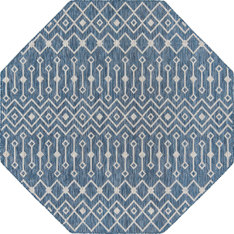 Garden Lattice Oasis Collection Area Rug -  Pergola (Blue) Octagon Blue Main
