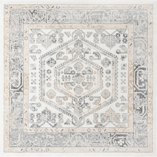 Adriana Terrace Collection Area Rug - Capri (Ivory) Square Ivory  lifestyle 3