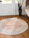Adriana Terrace Collection Area Rug - Capri (Rose) Round Rose  lifestyle 10