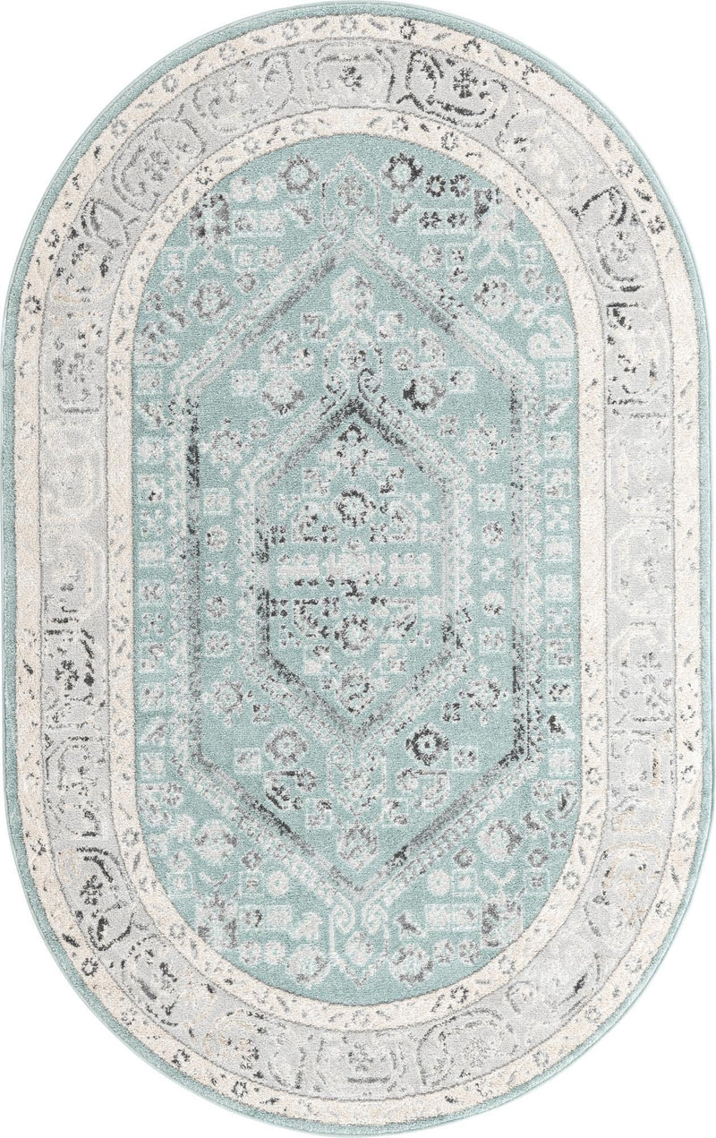Adriana Terrace Collection Area Rug - Capri (Aqua) Oval Aqua  lifestyle 30