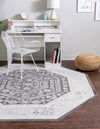 Adriana Terrace Collection Area Rug - Capri (Charcoal) Octagon Charcoal  lifestyle 14