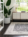 Adriana Terrace Collection Area Rug - Capri (Charcoal) Square Charcoal  lifestyle 8