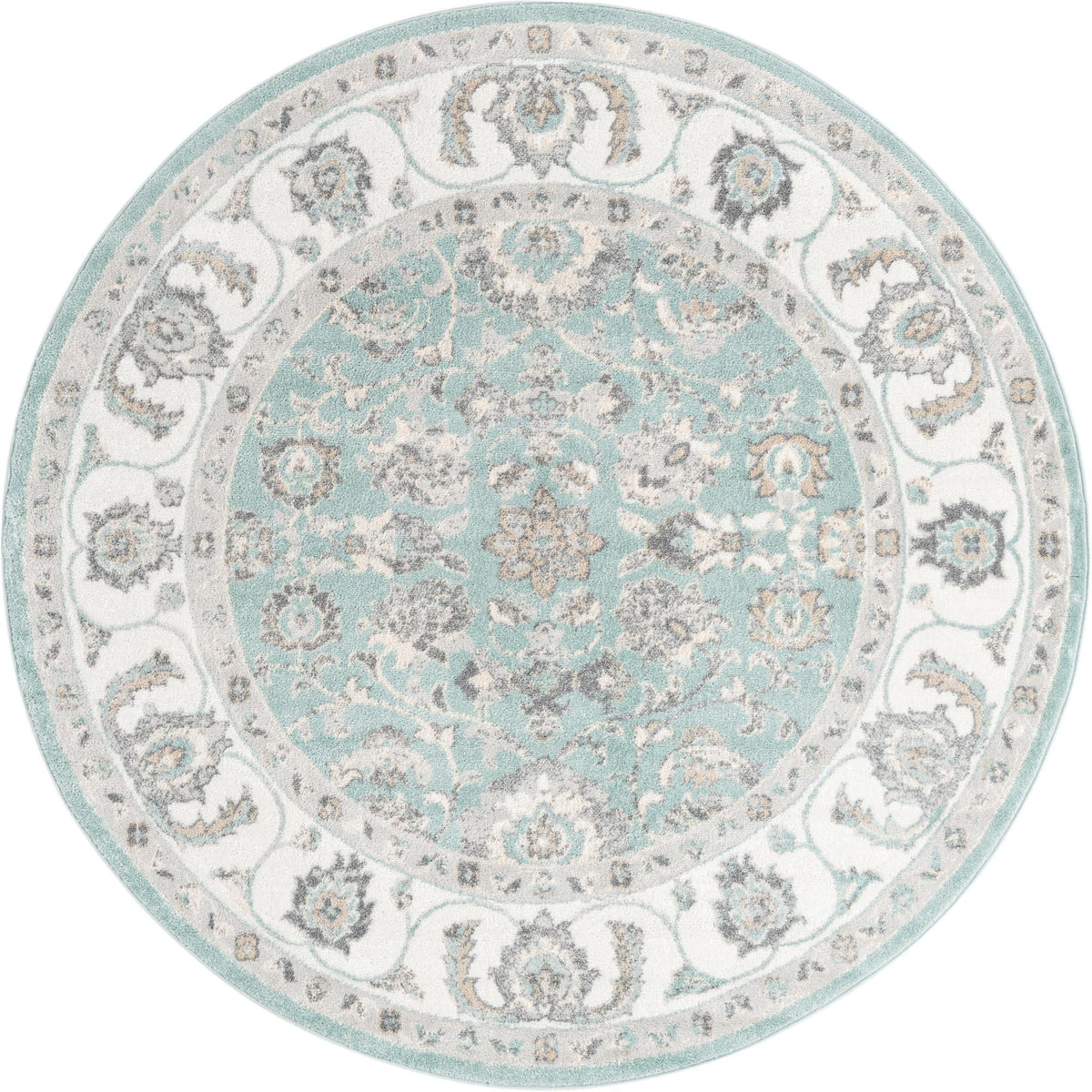 Adriana Terrace Collection Area Rug -  Positano (Aqua) Round Aqua  lifestyle 5