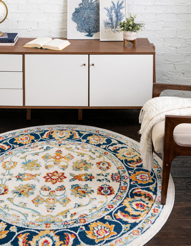 Adriana Terrace Collection Area Rug -  Positano (Multi) Round Multi  lifestyle 15