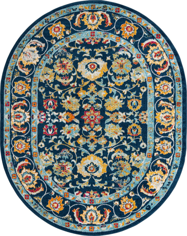 Adriana Terrace Collection Area Rug -  Positano (Navy Blue) Oval Navy Blue  lifestyle 2