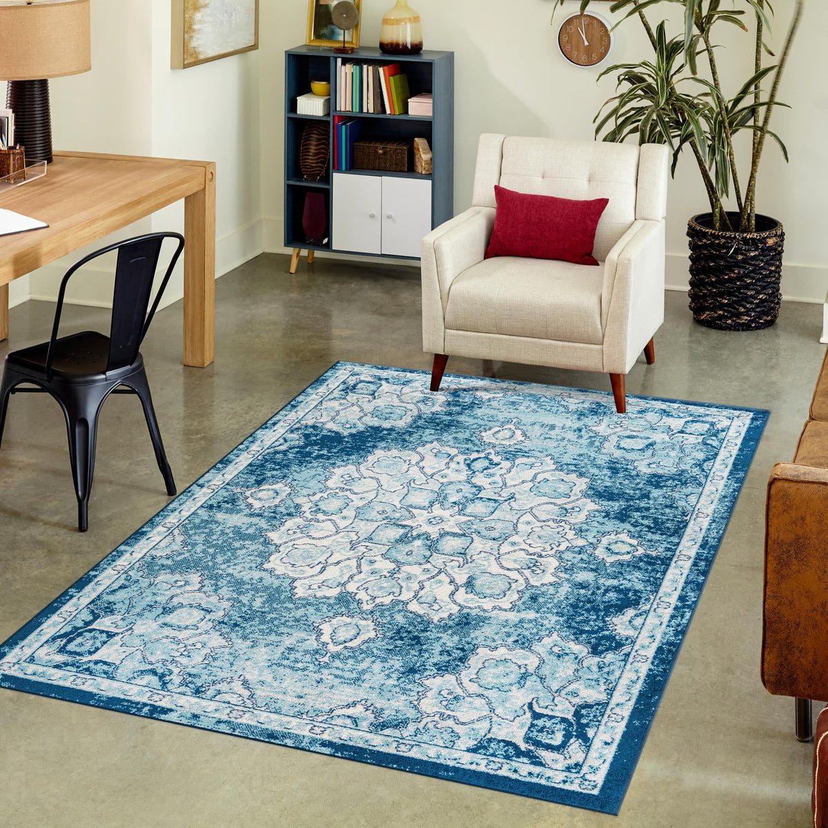 Beverly Grove Collection Area Rug - Melrose (Navy Blue) Rectangle Navy Blue  lifestyle 14