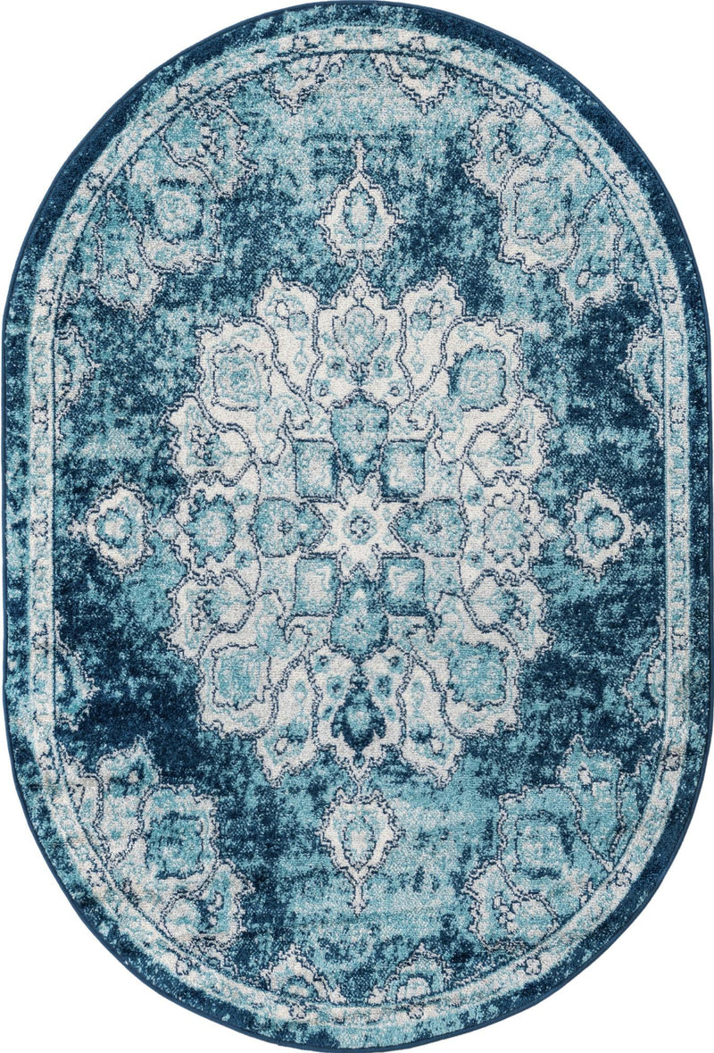 Beverly Grove Collection Area Rug - Melrose (Navy Blue) Oval Navy Blue  lifestyle 18