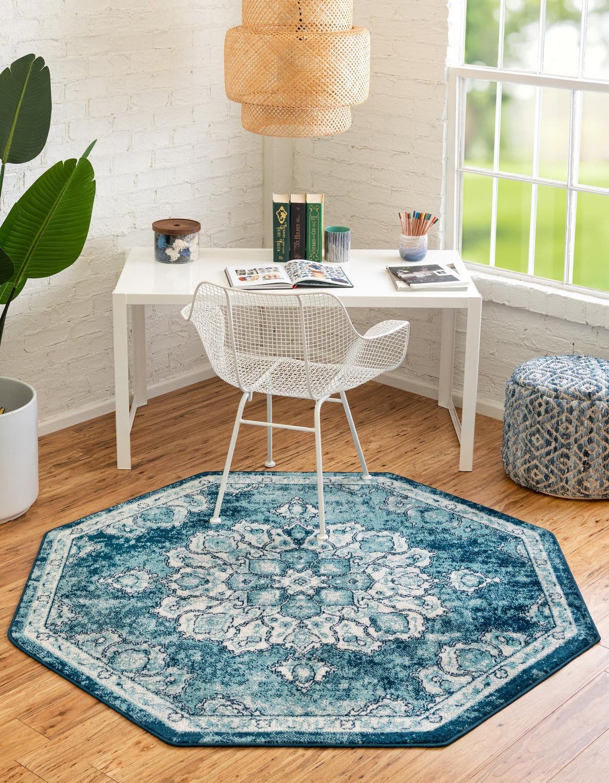 Beverly Grove Collection Area Rug - Melrose (Navy Blue) Octagon Navy Blue  lifestyle 24