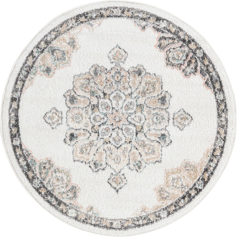 Beverly Grove Collection Area Rug - Melrose (Ivory) Round Ivory  lifestyle 9