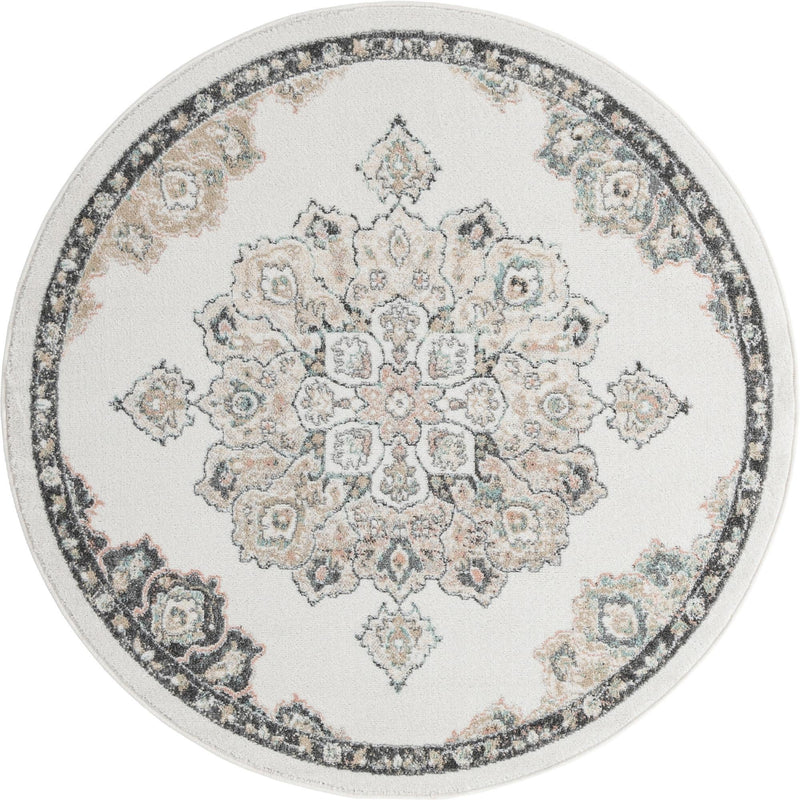 Beverly Grove Collection Area Rug - Melrose (Ivory) Round Ivory  lifestyle 43