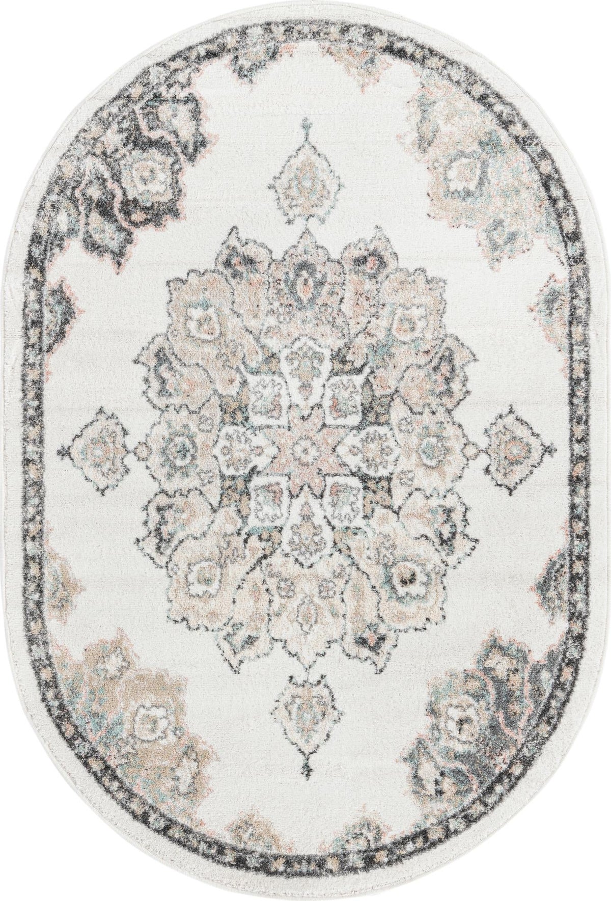 Beverly Grove Collection Area Rug - Melrose (Ivory) Oval Ivory  lifestyle 11