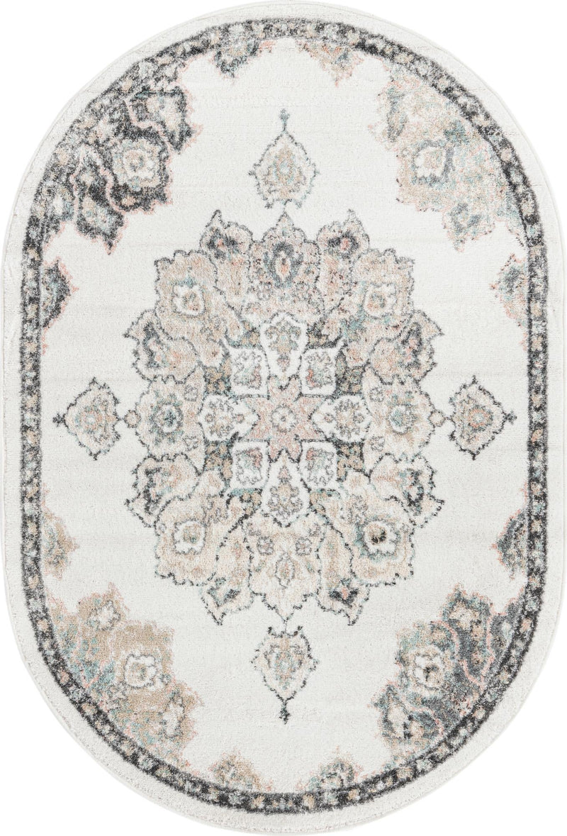 Beverly Grove Collection Area Rug - Melrose (Ivory) Oval Ivory  lifestyle 11