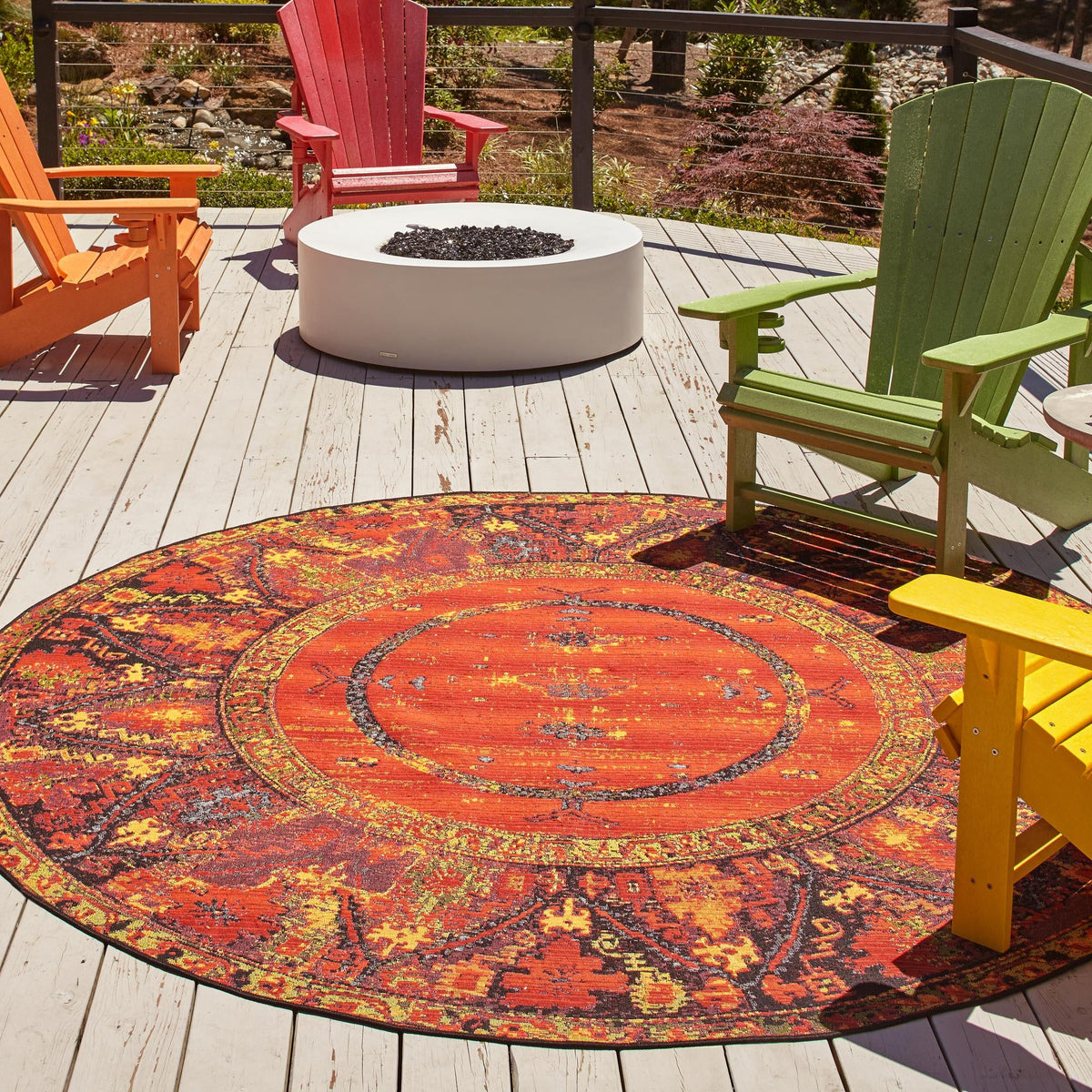 Safari Escape Rugs Collection Area Rug - Serengeti Round Multi  lifestyle 57