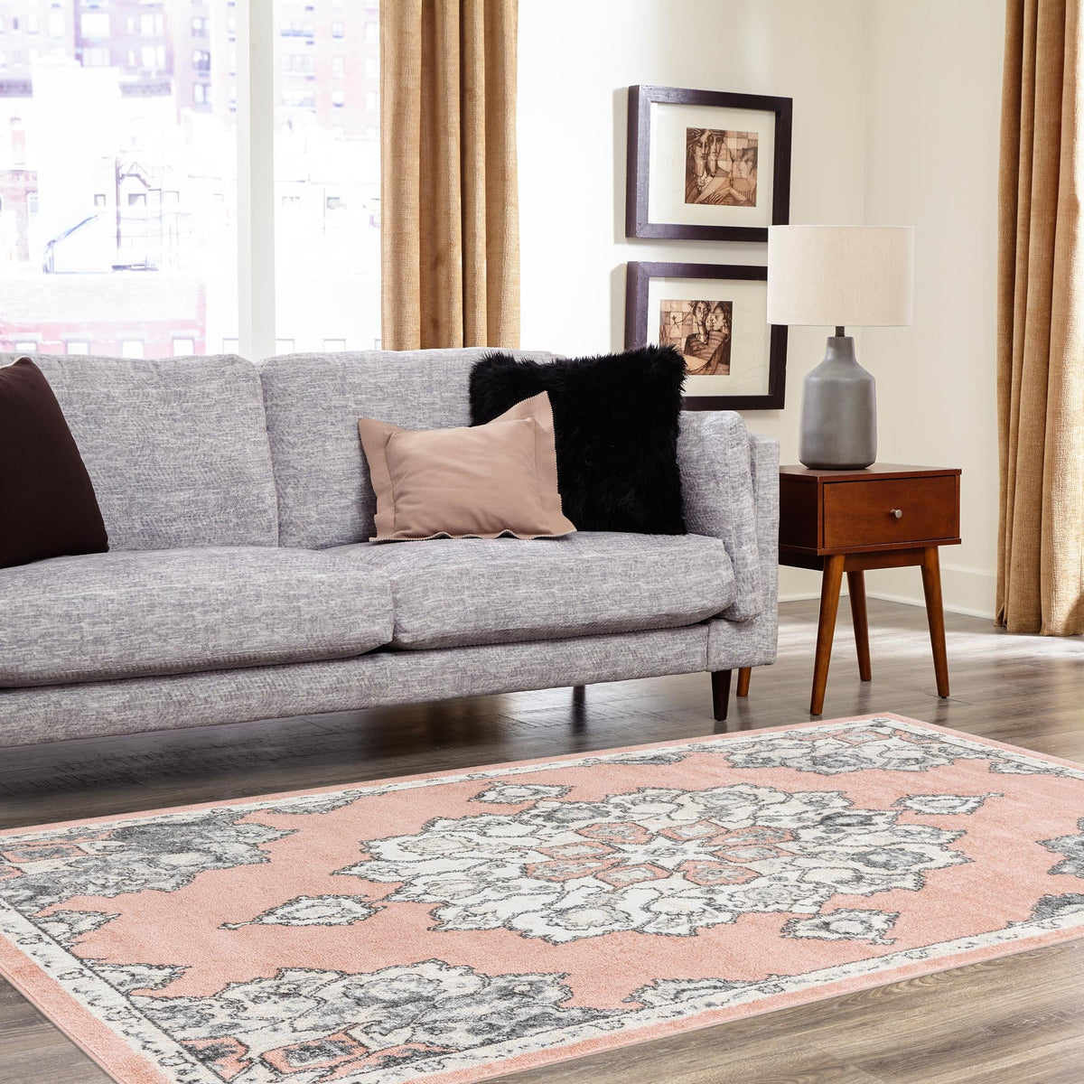 Beverly Grove Collection Area Rug - Melrose (Rose) Rectangle Rose  lifestyle 14