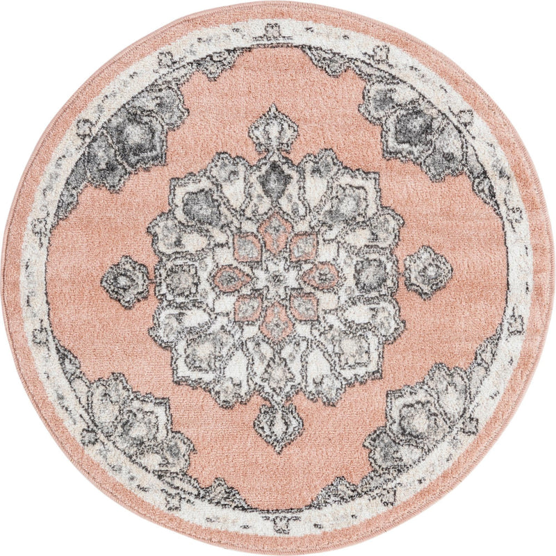Beverly Grove Collection Area Rug - Melrose (Rose) Round Rose  lifestyle 15