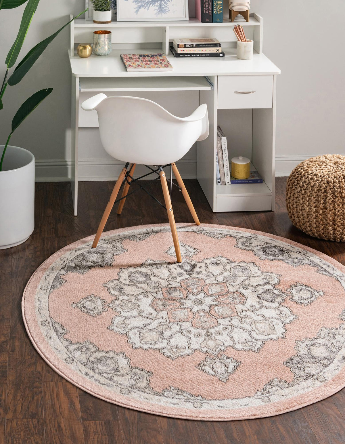 Beverly Grove Collection Area Rug - Melrose (Rose) Round Rose  lifestyle 20