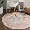 Beverly Grove Collection Area Rug - Melrose (Rose) Round Rose  lifestyle 80