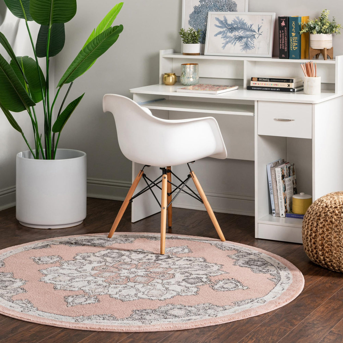 Beverly Grove Collection Area Rug - Melrose (Rose) Round Rose  lifestyle 85