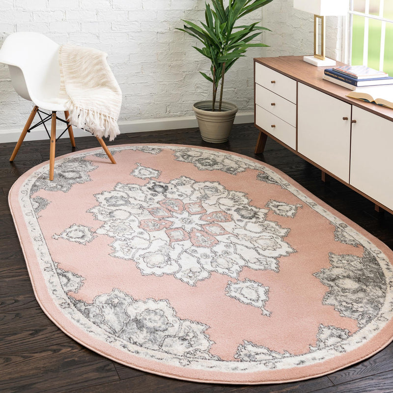 Beverly Grove Collection Area Rug - Melrose (Rose) Oval Rose  lifestyle 82
