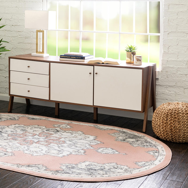 Beverly Grove Collection Area Rug - Melrose (Rose) Oval Rose  lifestyle 87