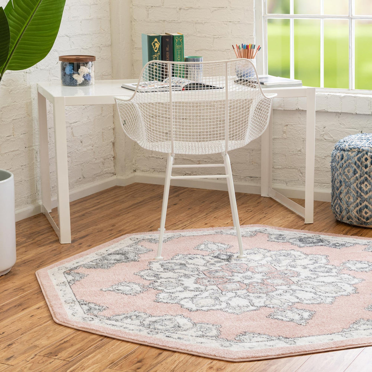 Beverly Grove Collection Area Rug - Melrose (Rose) Octagon Rose  lifestyle 88
